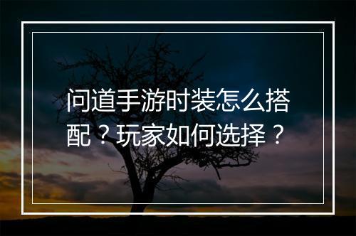 问道手游时装怎么搭配？玩家如何选择？