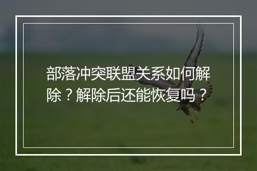 部落冲突联盟关系如何解除？解除后还能恢复吗？
