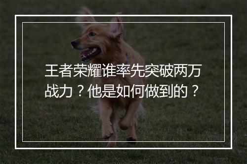 王者荣耀谁率先突破两万战力？他是如何做到的？