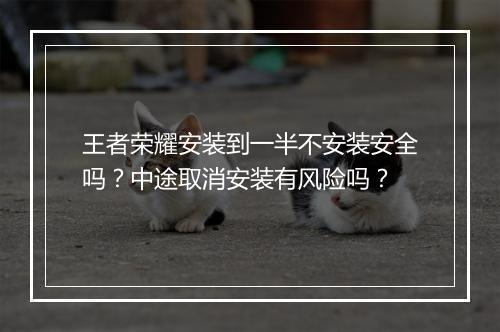 王者荣耀安装到一半不安装安全吗？中途取消安装有风险吗？