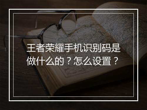 王者荣耀手机识别码是做什么的？怎么设置？