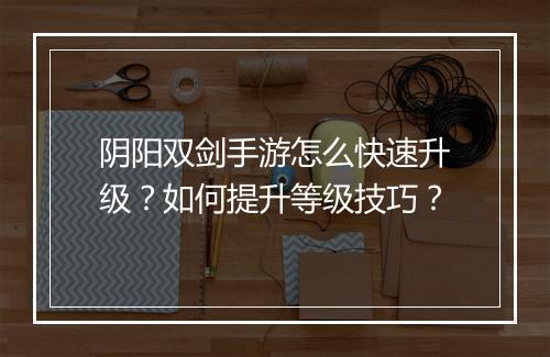 阴阳双剑手游怎么快速升级？如何提升等级技巧？