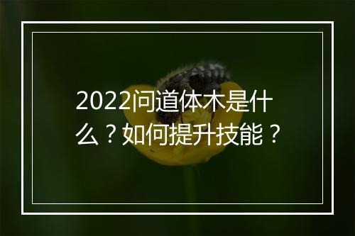 2022问道体木是什么？如何提升技能？