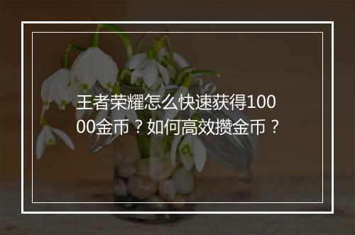 王者荣耀怎么快速获得10000金币？如何高效攒金币？