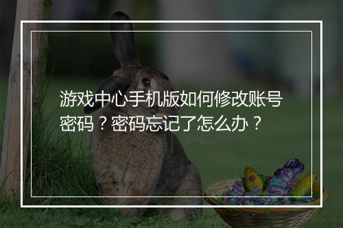 游戏中心手机版如何修改账号密码？密码忘记了怎么办？