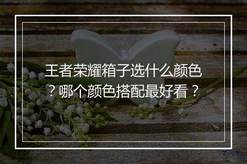 王者荣耀箱子选什么颜色？哪个颜色搭配最好看？