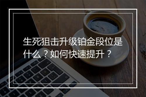 生死狙击升级铂金段位是什么？如何快速提升？
