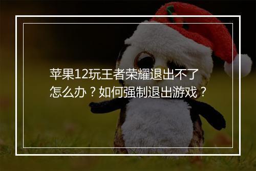 苹果12玩王者荣耀退出不了怎么办？如何强制退出游戏？