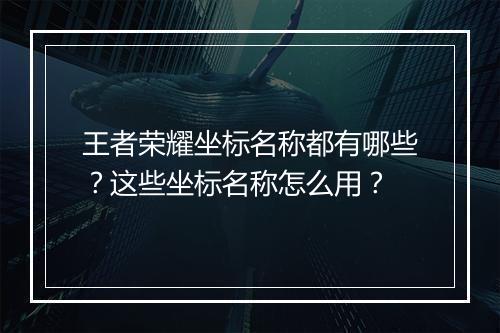 王者荣耀坐标名称都有哪些？这些坐标名称怎么用？