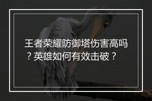 王者荣耀防御塔伤害高吗？英雄如何有效击破？