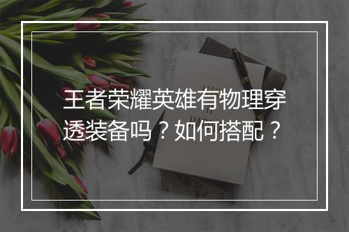 王者荣耀英雄有物理穿透装备吗？如何搭配？