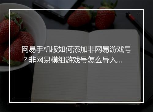 网易手机版如何添加非网易游戏号？非网易模组游戏号怎么导入？