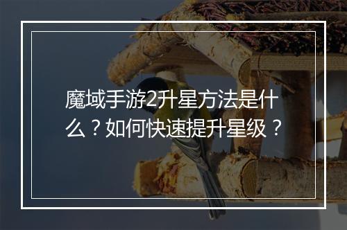 魔域手游2升星方法是什么？如何快速提升星级？
