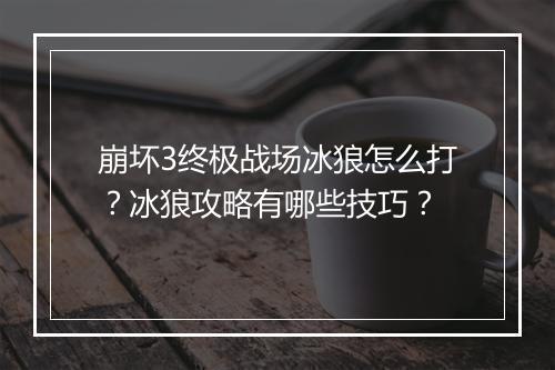 崩坏3终极战场冰狼怎么打？冰狼攻略有哪些技巧？