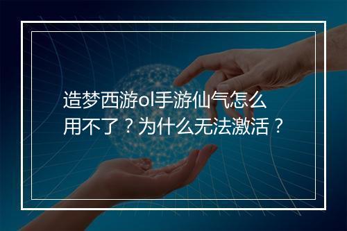 造梦西游ol手游仙气怎么用不了？为什么无法激活？