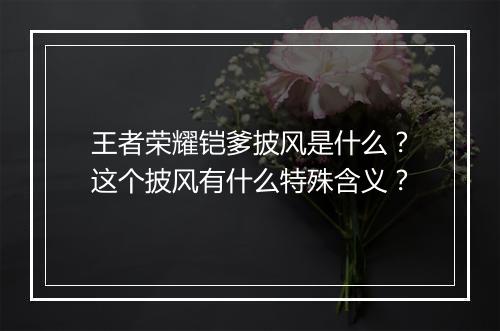 王者荣耀铠爹披风是什么？这个披风有什么特殊含义？