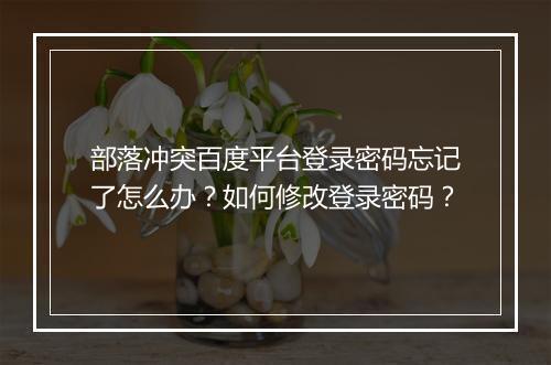 部落冲突百度平台登录密码忘记了怎么办？如何修改登录密码？