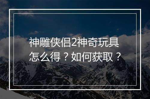 神雕侠侣2神奇玩具怎么得？如何获取？