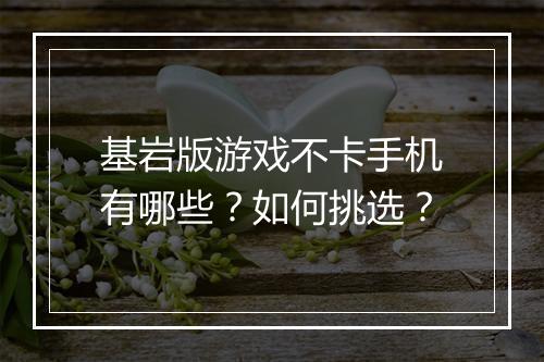 基岩版游戏不卡手机有哪些？如何挑选？