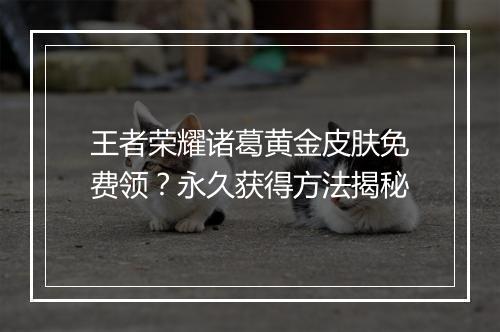 王者荣耀诸葛黄金皮肤免费领？永久获得方法揭秘