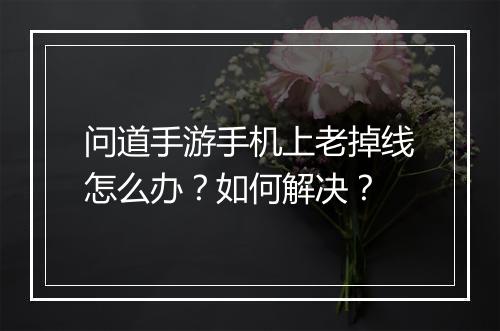 问道手游手机上老掉线怎么办？如何解决？