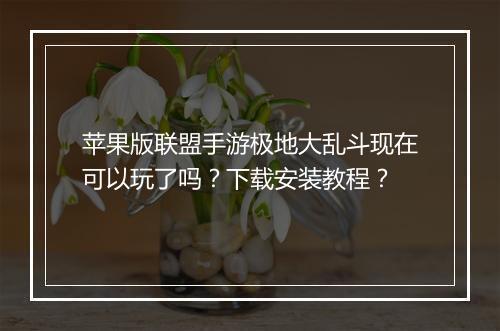 苹果版联盟手游极地大乱斗现在可以玩了吗？下载安装教程？