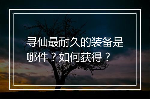 寻仙最耐久的装备是哪件？如何获得？