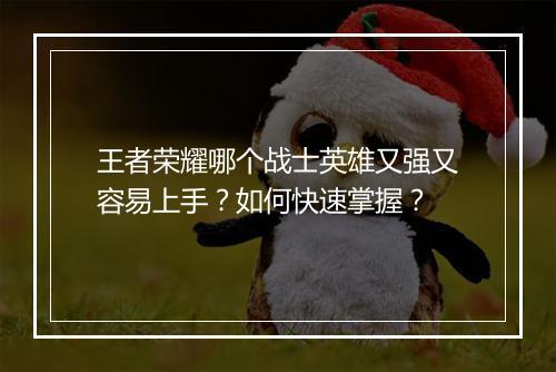 王者荣耀哪个战士英雄又强又容易上手？如何快速掌握？