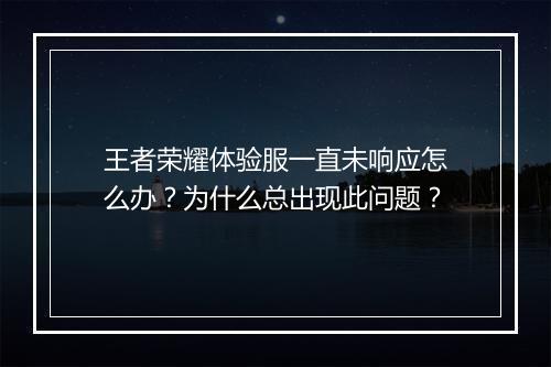 王者荣耀体验服一直未响应怎么办？为什么总出现此问题？