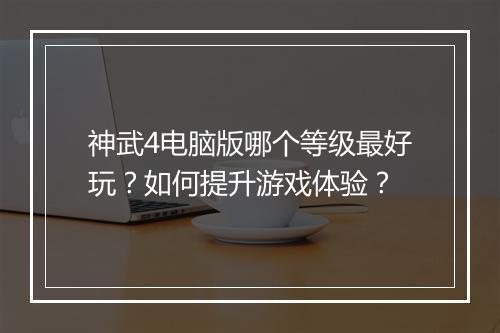 神武4电脑版哪个等级最好玩？如何提升游戏体验？