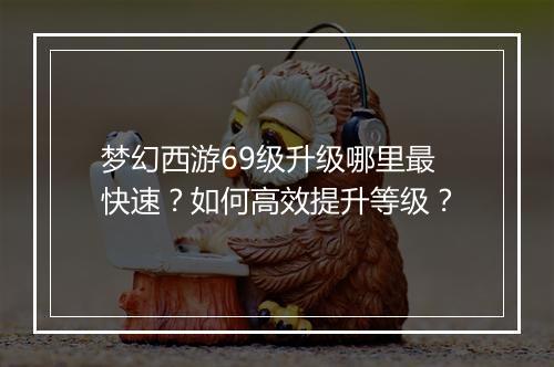 梦幻西游69级升级哪里最快速？如何高效提升等级？