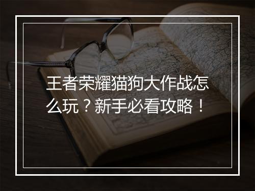 王者荣耀猫狗大作战怎么玩？新手必看攻略！