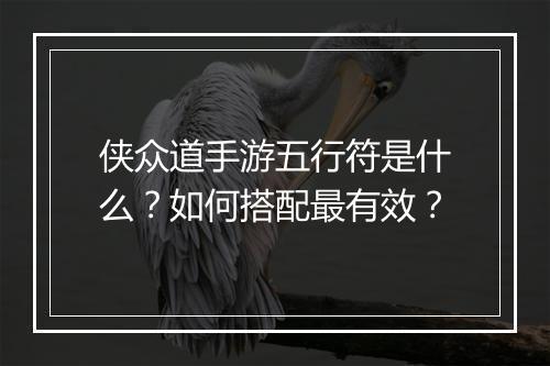 侠众道手游五行符是什么？如何搭配最有效？