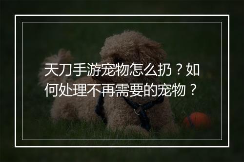 天刀手游宠物怎么扔？如何处理不再需要的宠物？