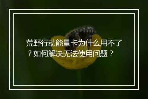 荒野行动能量卡为什么用不了？如何解决无法使用问题？