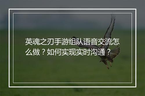 英魂之刃手游组队语音交流怎么做？如何实现实时沟通？