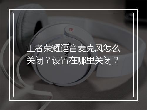 王者荣耀语音麦克风怎么关闭？设置在哪里关闭？