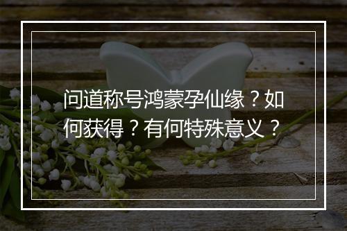问道称号鸿蒙孕仙缘？如何获得？有何特殊意义？