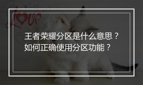 王者荣耀分区是什么意思？如何正确使用分区功能？