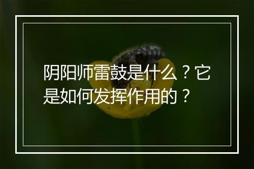 阴阳师雷鼓是什么？它是如何发挥作用的？