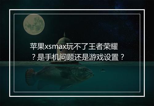 苹果xsmax玩不了王者荣耀？是手机问题还是游戏设置？