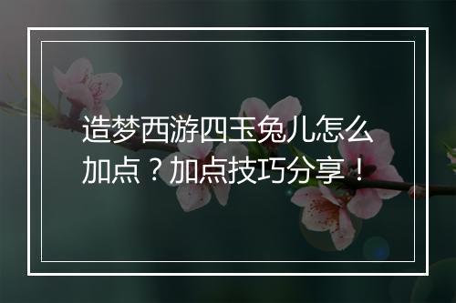 造梦西游四玉兔儿怎么加点？加点技巧分享！