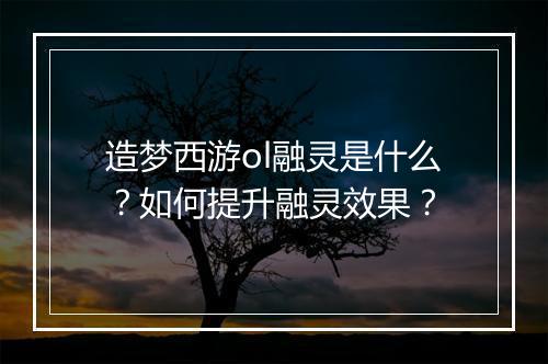 造梦西游ol融灵是什么？如何提升融灵效果？