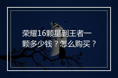 荣耀16颗星到王者一颗多少钱？怎么购买？