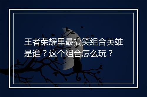 王者荣耀里最搞笑组合英雄是谁？这个组合怎么玩？