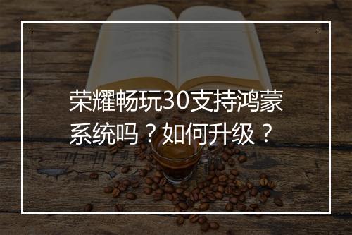 荣耀畅玩30支持鸿蒙系统吗？如何升级？