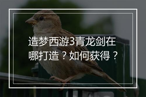 造梦西游3青龙剑在哪打造？如何获得？