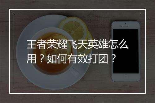 王者荣耀飞天英雄怎么用？如何有效打团？