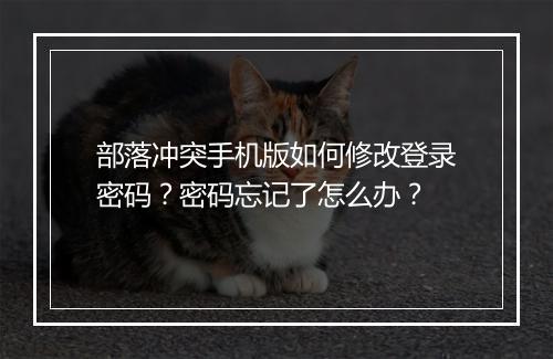 部落冲突手机版如何修改登录密码？密码忘记了怎么办？