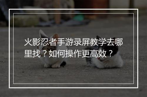 火影忍者手游录屏教学去哪里找？如何操作更高效？